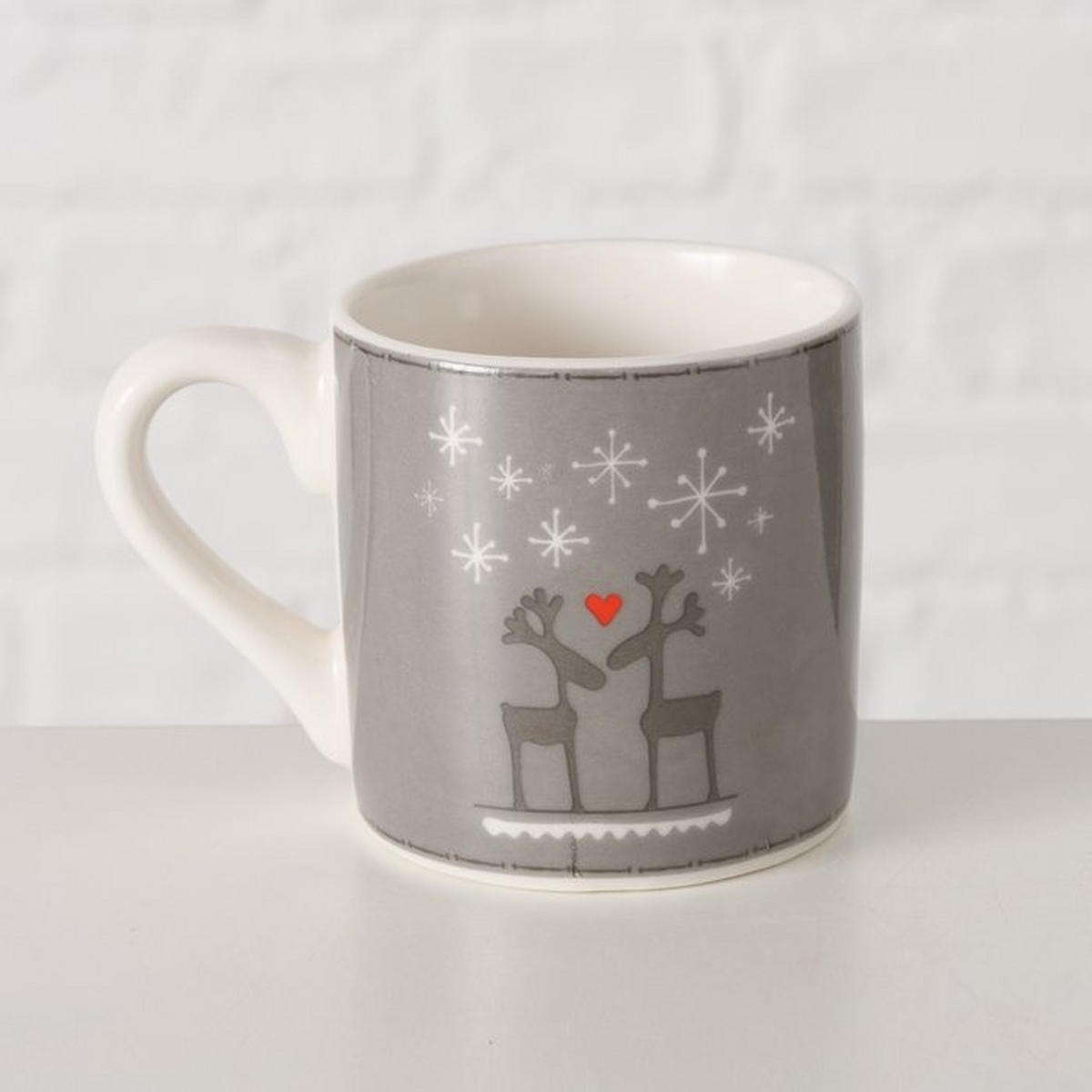 ESPRESSOTASSE mit Rentier Lovelies 8,5/5,8/6,1 cm - Grau, Keramik (5.8/6.1/8.5cm) - Boltze Home