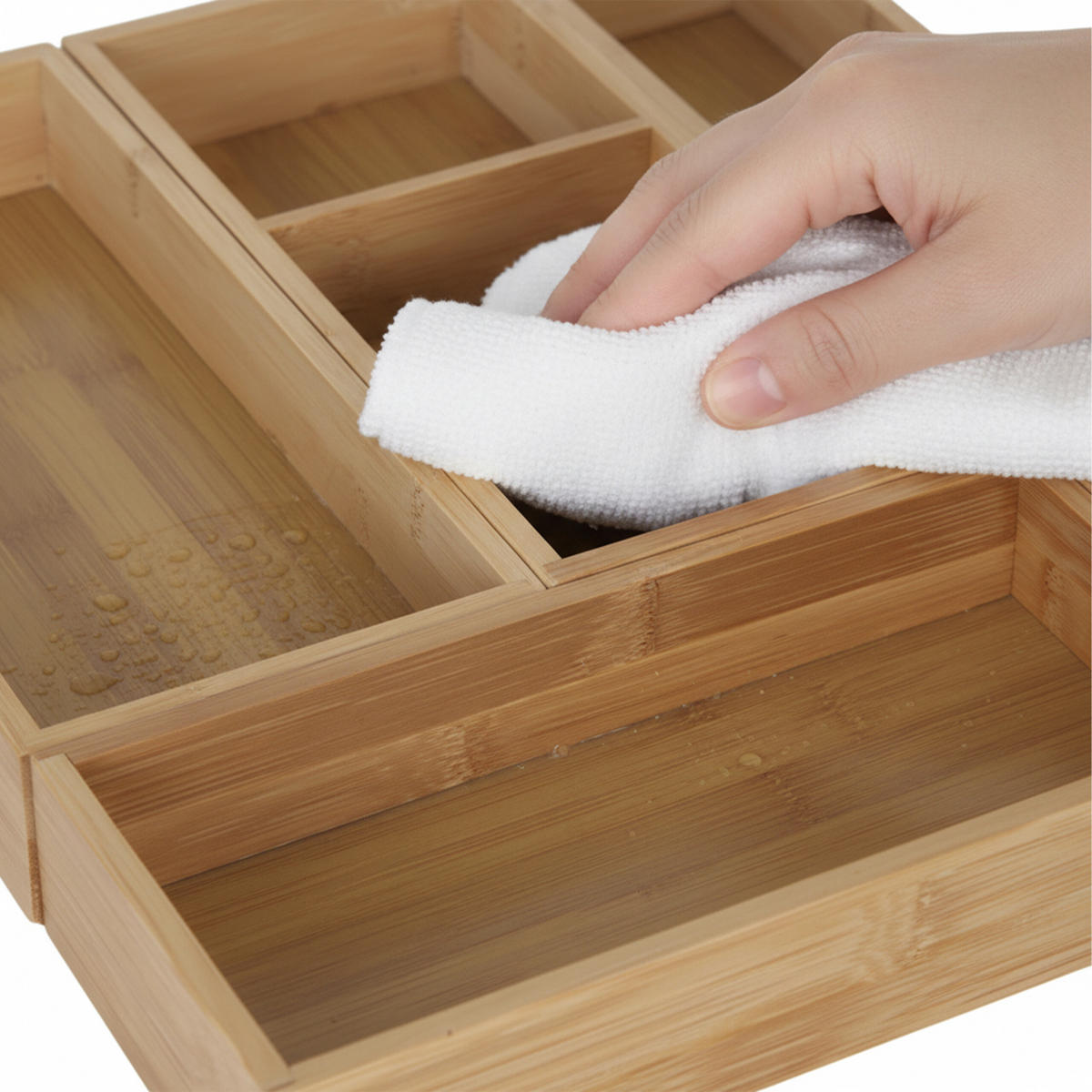 5TLG.SCHUBLADENEINSATZ-SET - Hellbraun, Holz/Holzwerkstoff (27/5/12.5cm) - Relaxdays