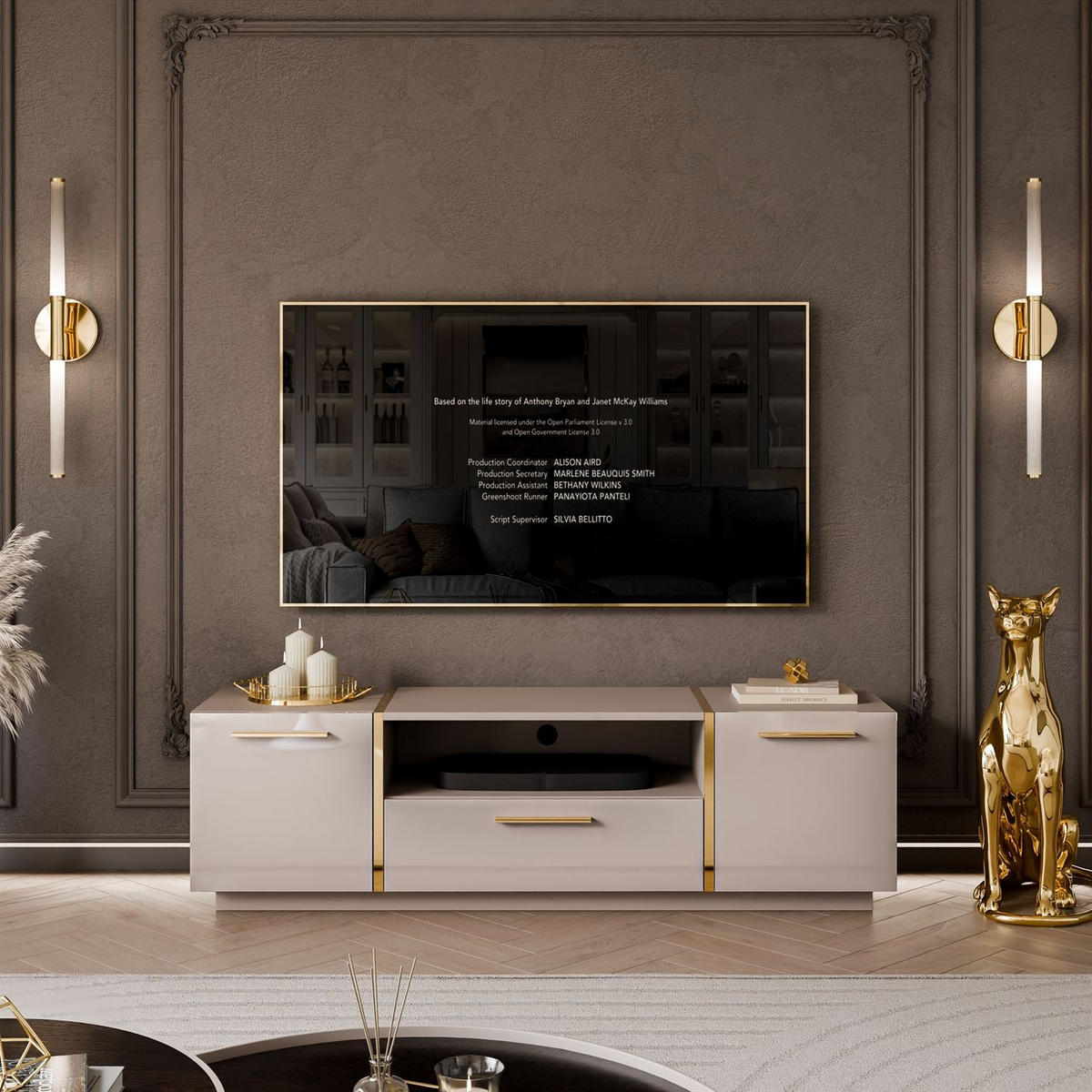 TV ELEMENT ONYX Kaschmir Hochglanz - Kaschmir, Holzwerkstoff (158/46/41.3cm) - Lookway