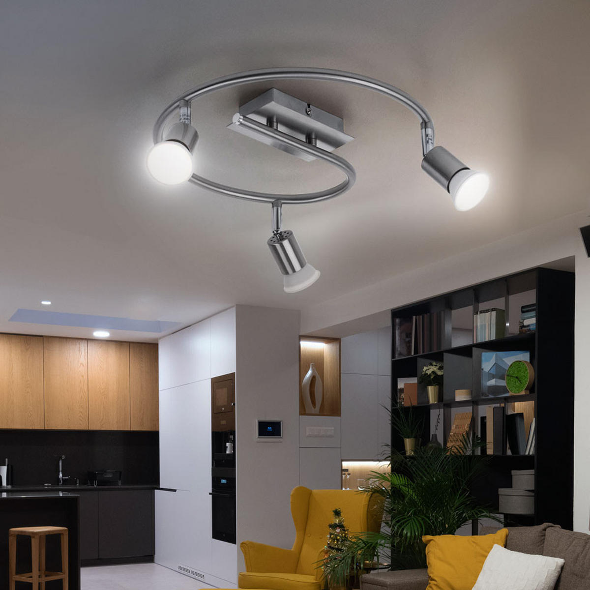 DECKENLEUCHTE Spotrondell Silber gebürstet - Silberfarben, Metall (50/50/17cm) - Esto