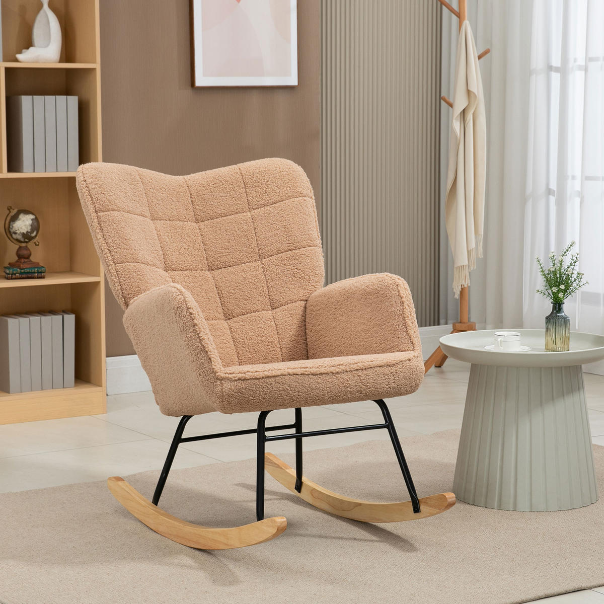 SCHAUKELSTUHL Sessel Relaxsessel bis 120 kg, Polyester, Braun 98x71x101cm - Braun, Kunststoff (98/101/71cm) - HOMCOM