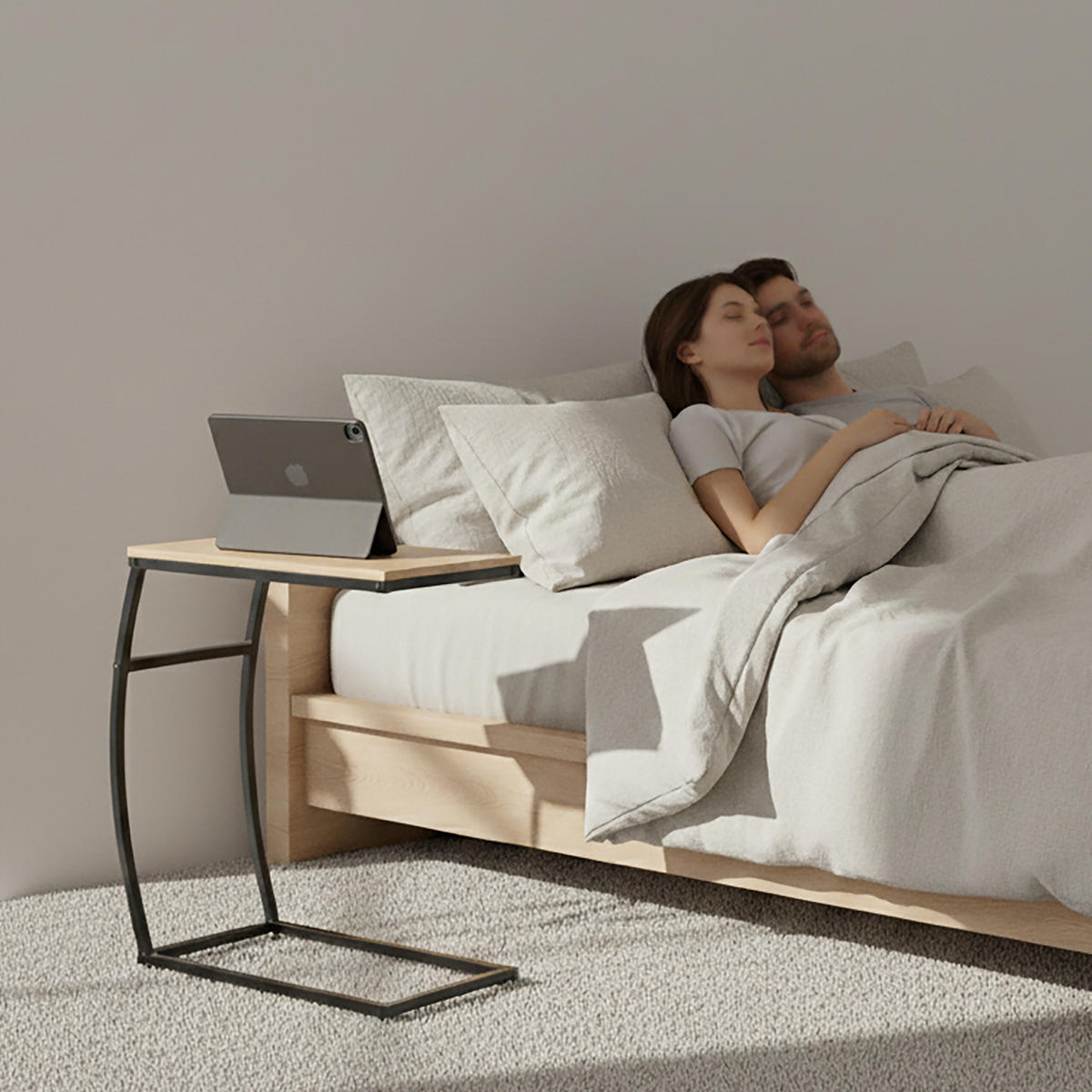 BEISTELLTISCH - Schwarz, Holzwerkstoff/Metall (25/47.5/58.5cm) - Relaxdays