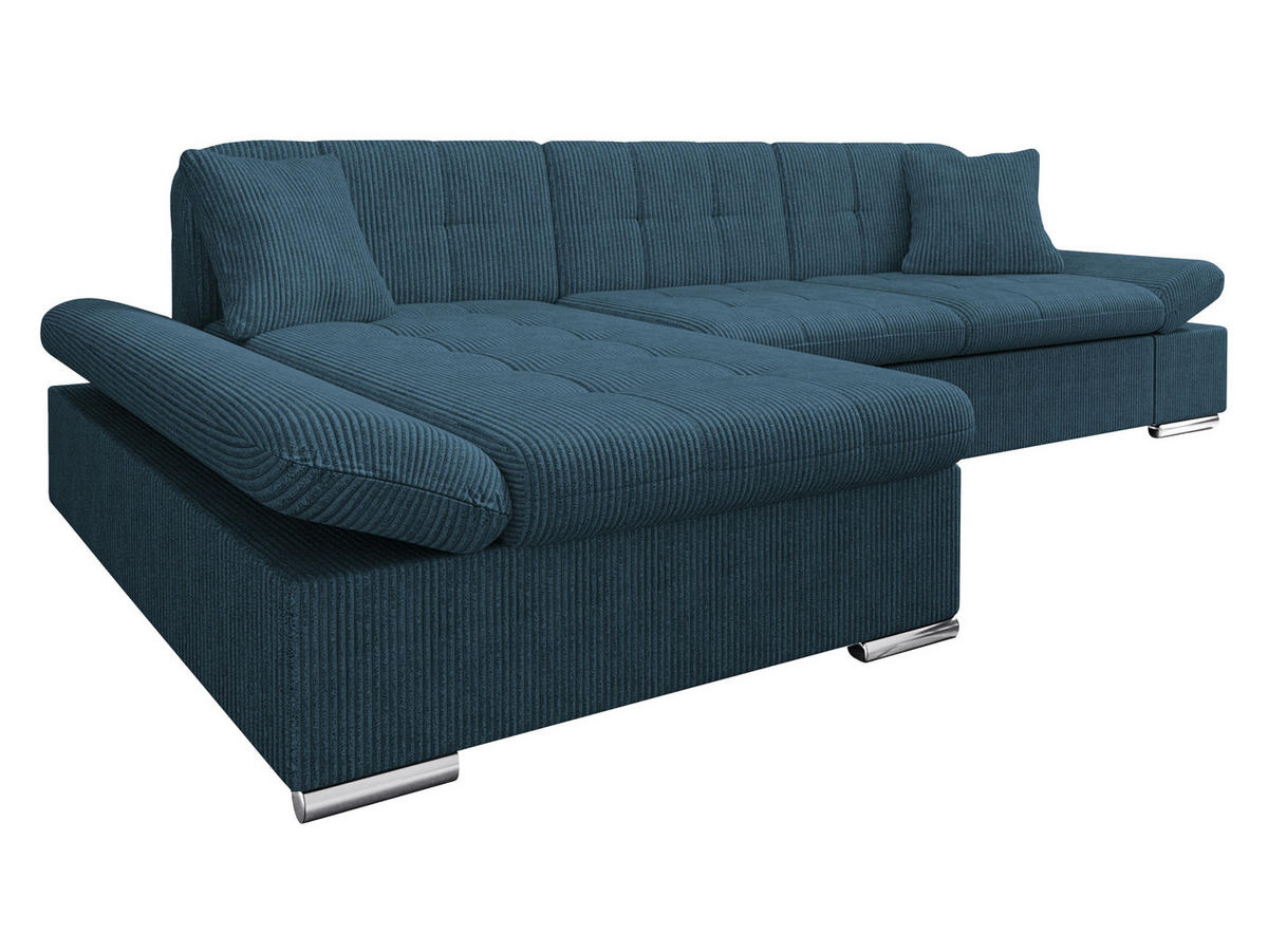 ECKSOFA Malwi Cord, Seite: Links - Dunkelblau, Holz/Textil (278/161cm) - MIRJAN24