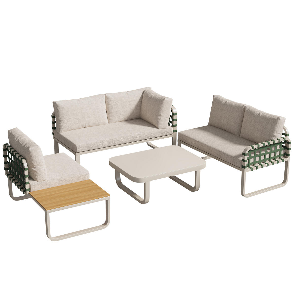 GARTENMÖBEL 118x60x85cm aprikose aus Eisen und mit Tisch - Beige, Metall - Modfu