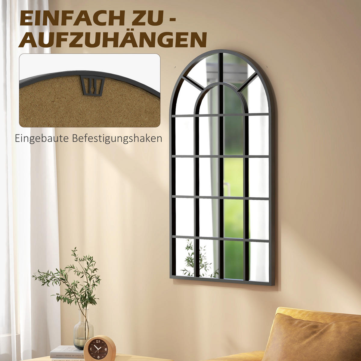 WANDSPIEGEL Garderobenspiegel 110 x 65cm Flurspiegel mit Metallrahmen - Schwarz, Glas/Metall (65/2.5/110cm) - HOMCOM
