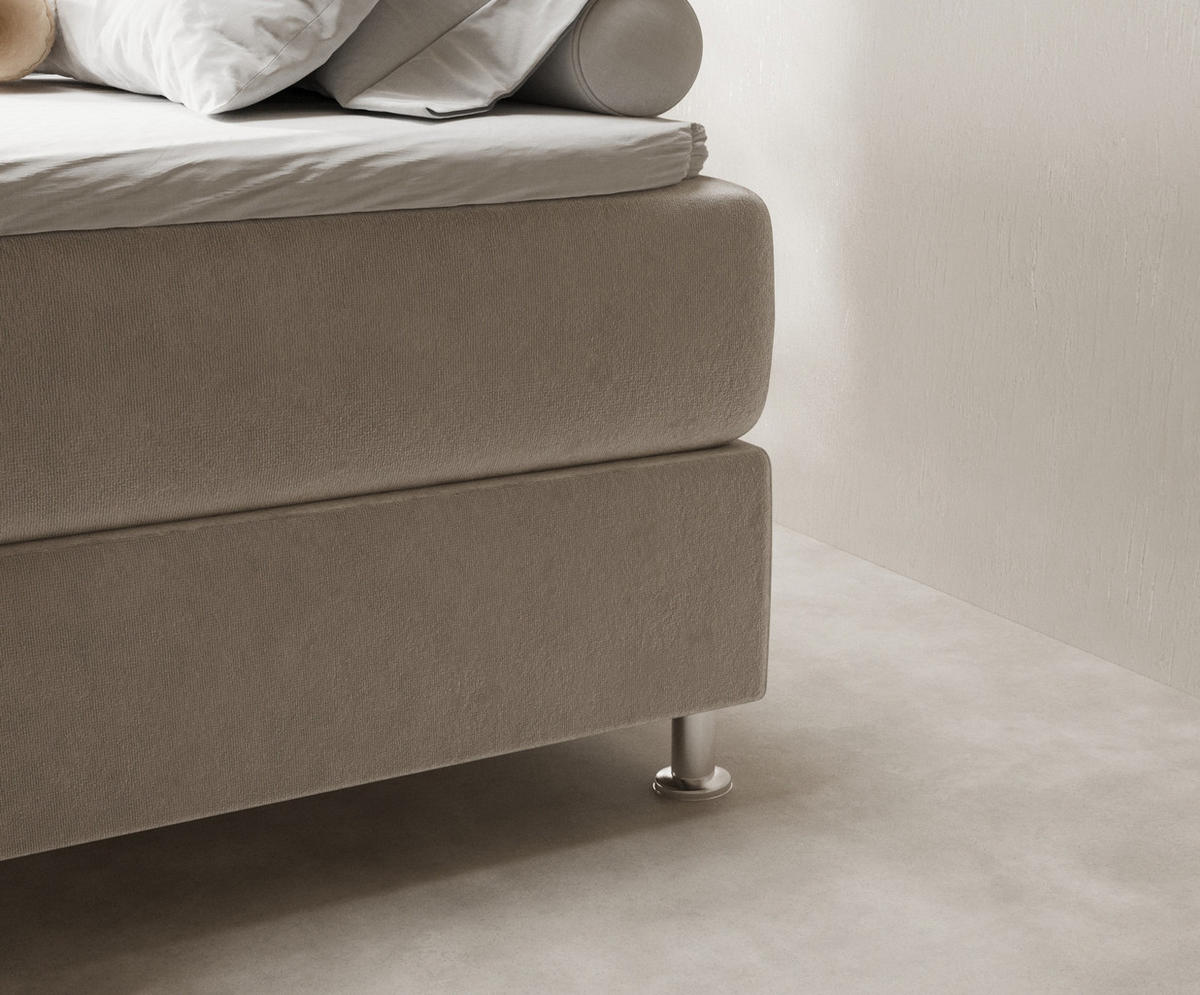 BOXSPRINGBETT Sub Ecru 160/200 cm mit Latex-Topper - Ecru/Silberfarben, Holz/Holzwerkstoff (160/200cm) - Maison de Reve