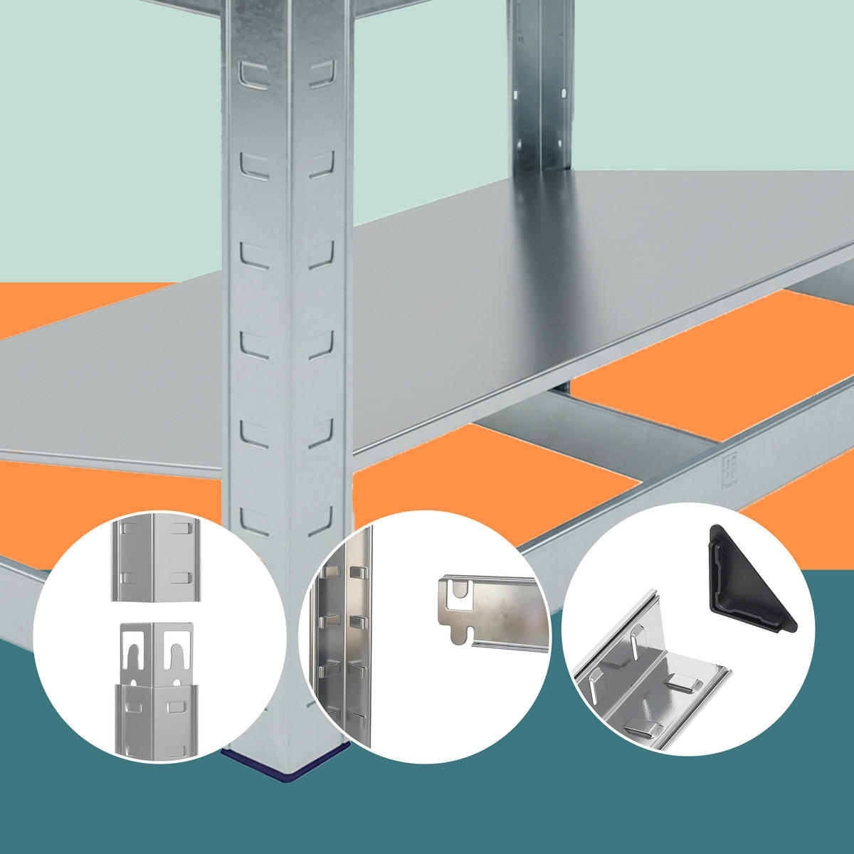 LAGERREGAL - Silberfarben, Kunststoff/Metall (90/180/40cm) - Relaxdays