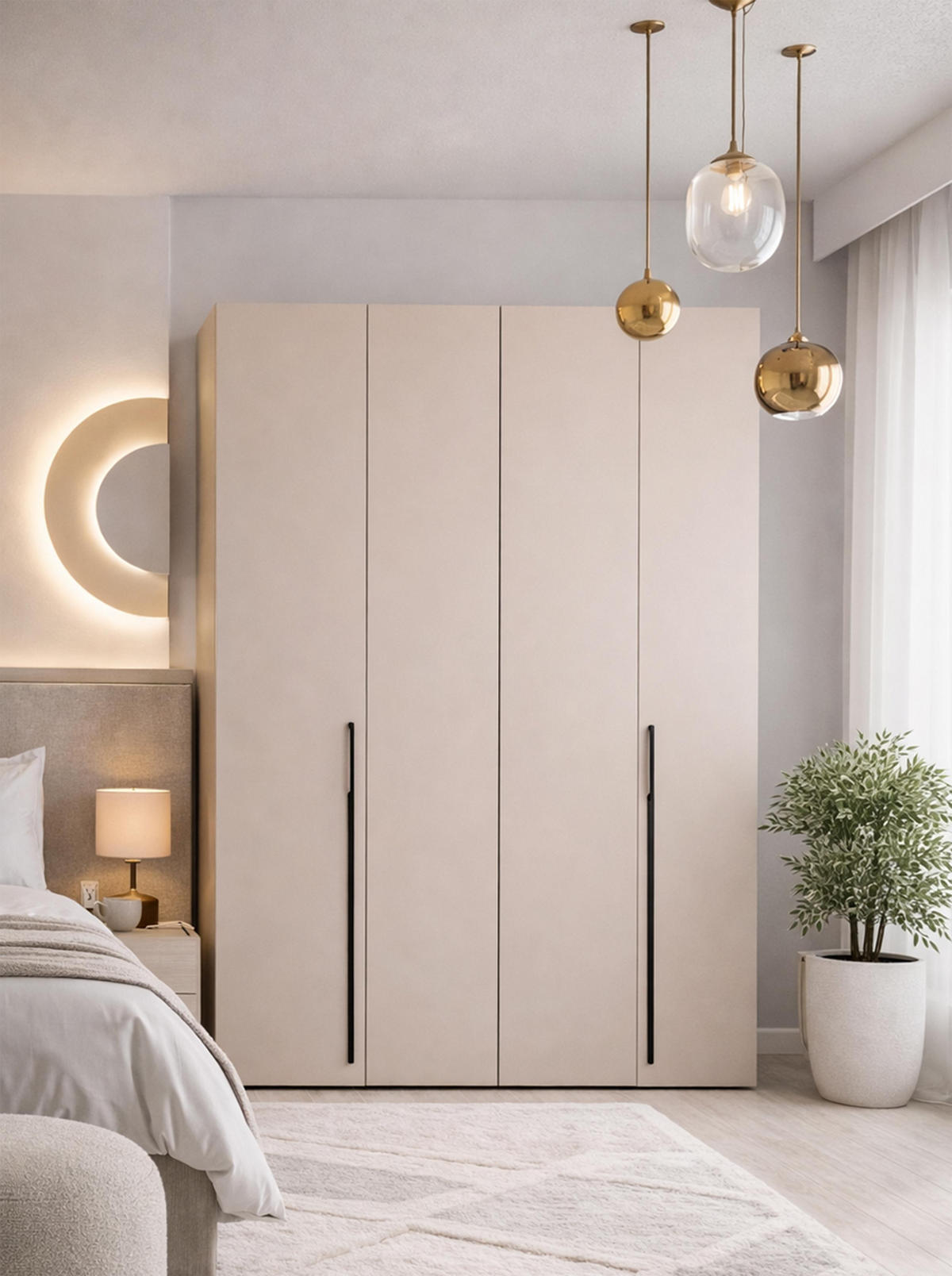 FALTTÜRENSCHRANK Omodeo 170 cm breit in Kaschmir – mit WingLine-Falttüren - Beige, Holzwerkstoff (170/240/58cm) - AX Living
