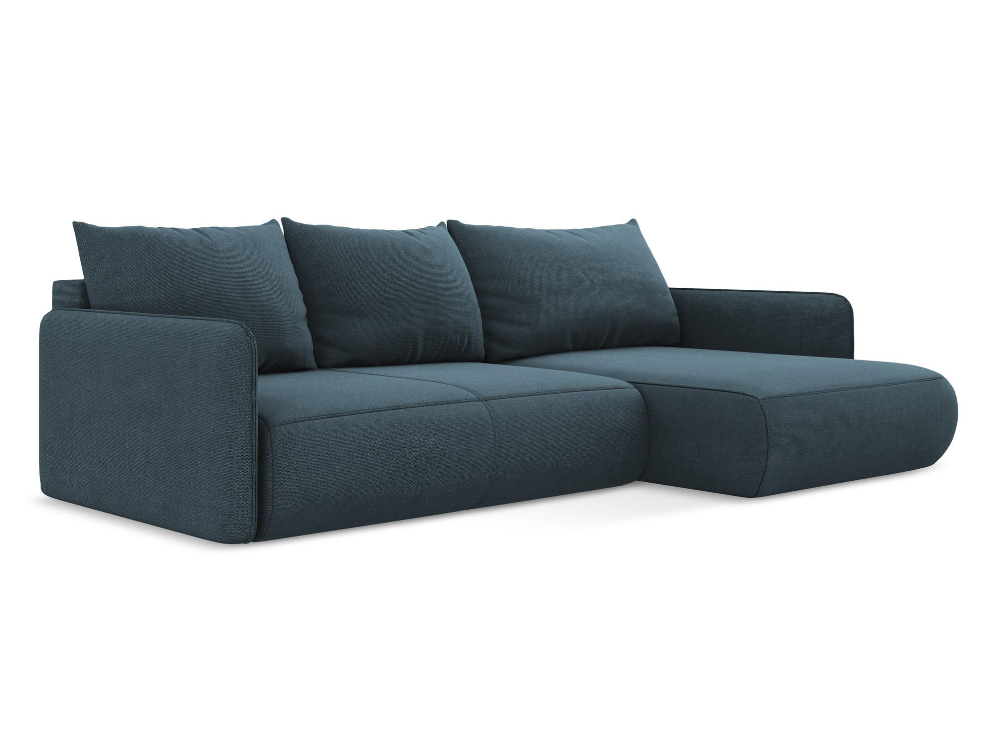 ECKSOFA mit Schlaffunktion Strukturstoff Stoff Blau - Blau/Blaugrau, Kunststoff/Textil (240/148cm) - Makamii
