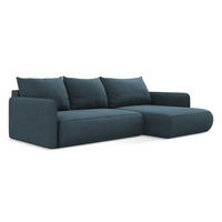 ECKSOFA mit Schlaffunktion Strukturstoff Stoff Blau - Blau/Blaugrau, Kunststoff/Textil (240/148cm) - Makamii