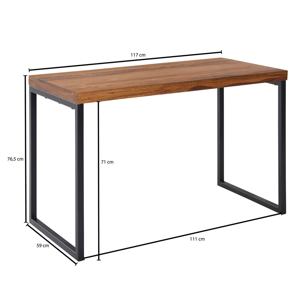 PC-TISCH ETHEL Sheesham Bürotisch - Sheeshamfarben, Holz (59/117/76.5cm) - tinkaro