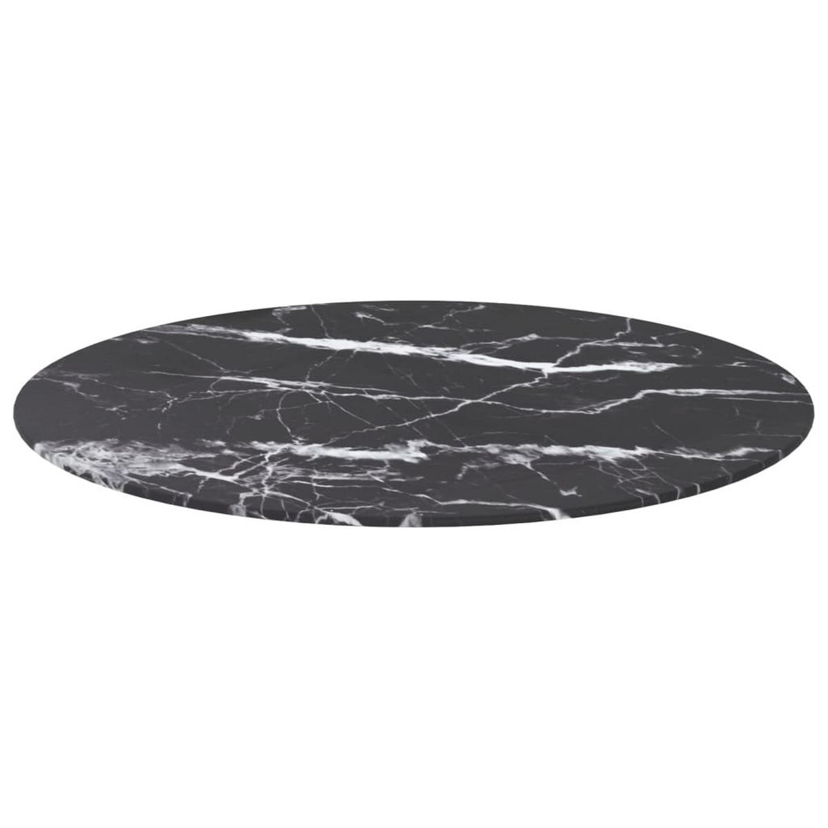 TISCHPLATTE Schwarz Ø70/0,8 Cm Hartglas In Marmoroptik - Schwarz, Glas (70/70/0.8cm) - vidaXL