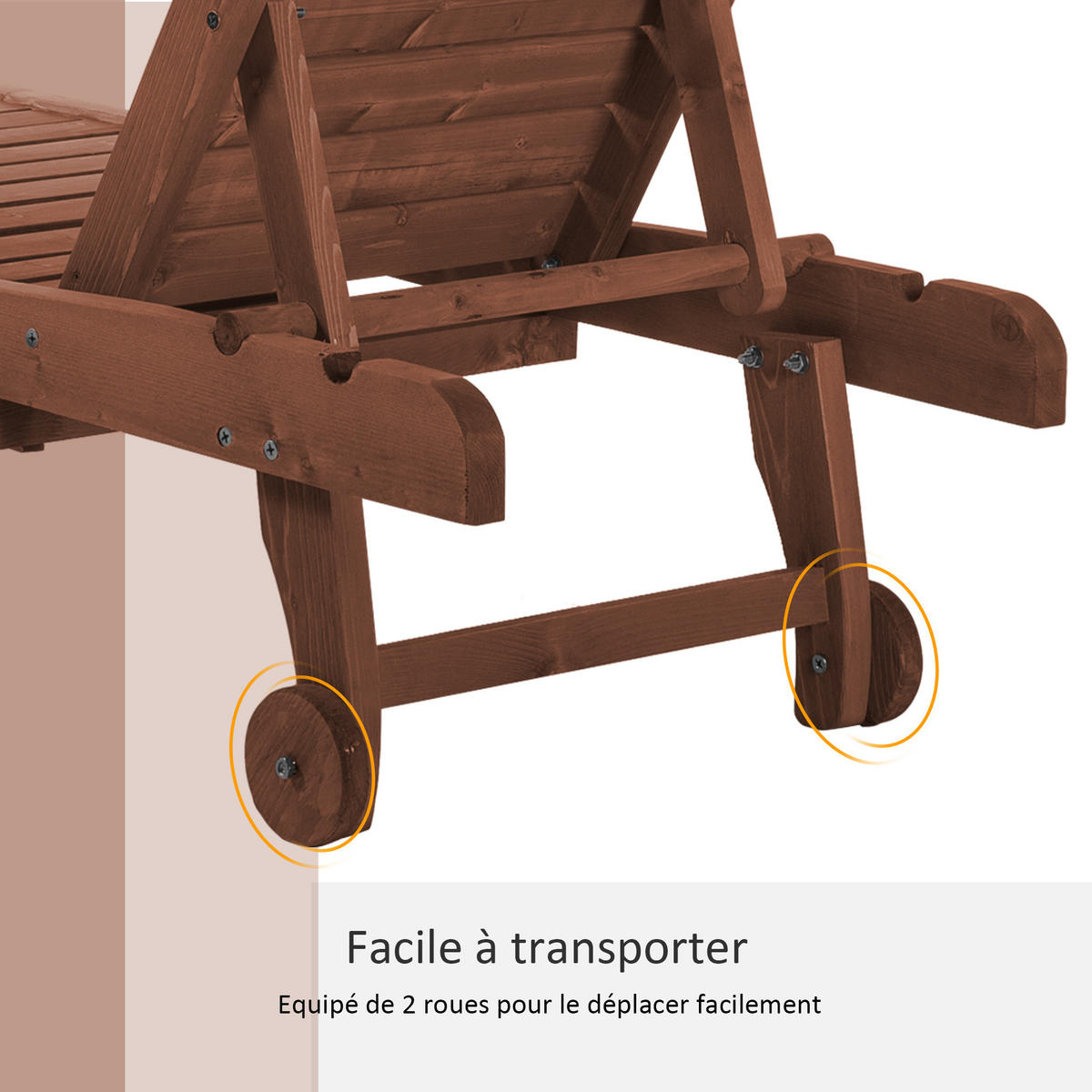 SONNENLIEGE DE-15667 3-fach verstellbar mit Rollen & Tablett Holz - Naturfarben, Holzwerkstoff (152.4/88.9/462.28cm) - ComfortXL