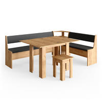 ECKBANKGRUPPE Roman Goldkraft Eiche 210 x 41.5 cm mit Tisch - Anthrazit/Eiche Wotan, Holzwerkstoff (210/80/150cm) - Vicco