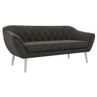 TŘÍMÍSTNÁ POHOVKA PIRS 3 - Tmavě šedá Samet - Bílé nohy - bílá/tmavě šedá, kompozitní dřevo/textil (180/75/74cm) - MKS