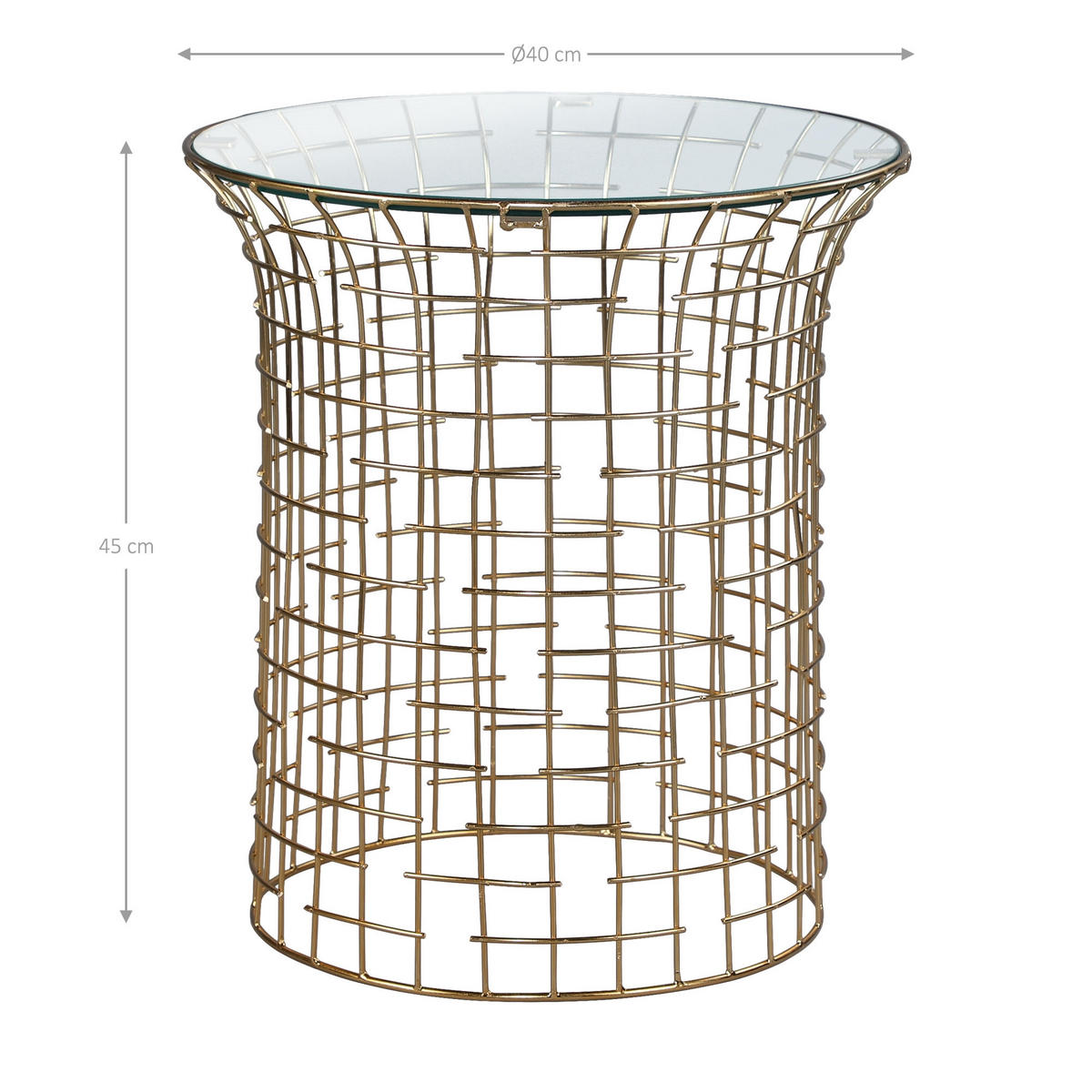 BEISTELLTISCH rund Ø40x45 cm mit Eisengestell Gold und Glasplatte - Goldfarben, Glas (40/40/45cm) - WOMO-DESIGN