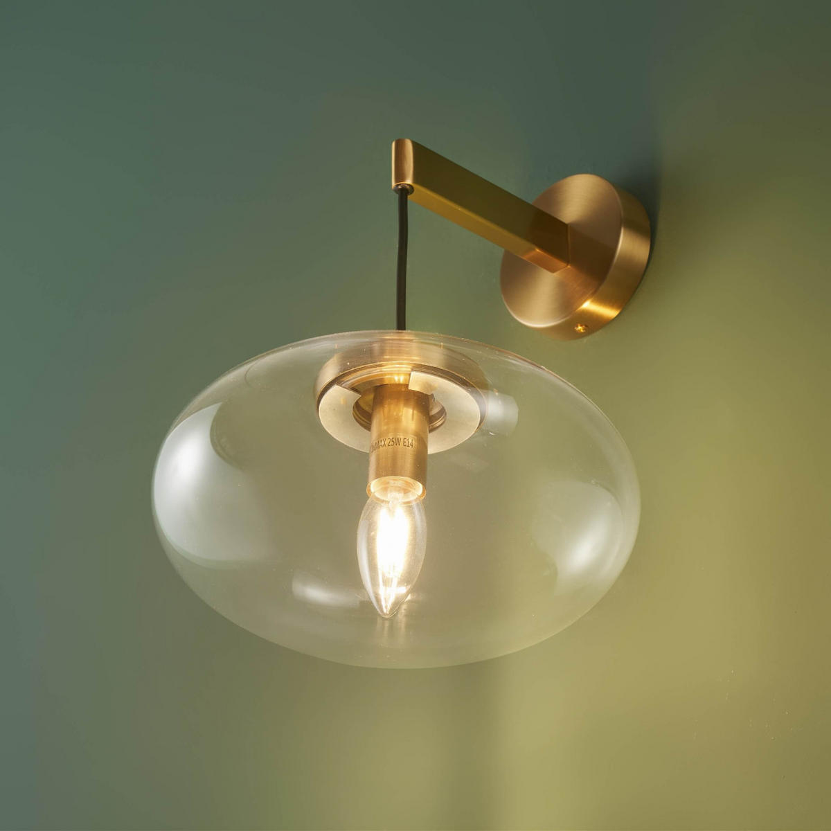 WANDLEUCHTE Milenzo, Transparent und goldfarben, 32cm - Transparent, Glas (25/32/28cm) - KOSILUM