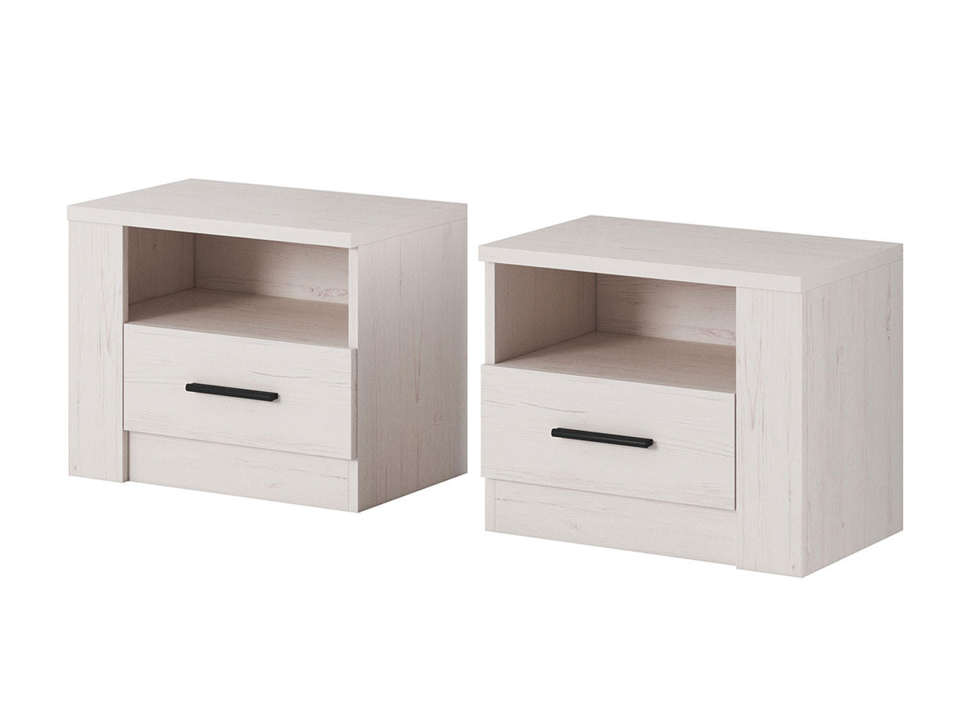 NACHTKONSOLE 2ER SET Anders Andersen Kiefer je 50 / 35 / 41,5cm - Schwarz/Kieferfarben, Holz/Holzwerkstoff (50/41.5/35cm) - Feldmann-Wohnen