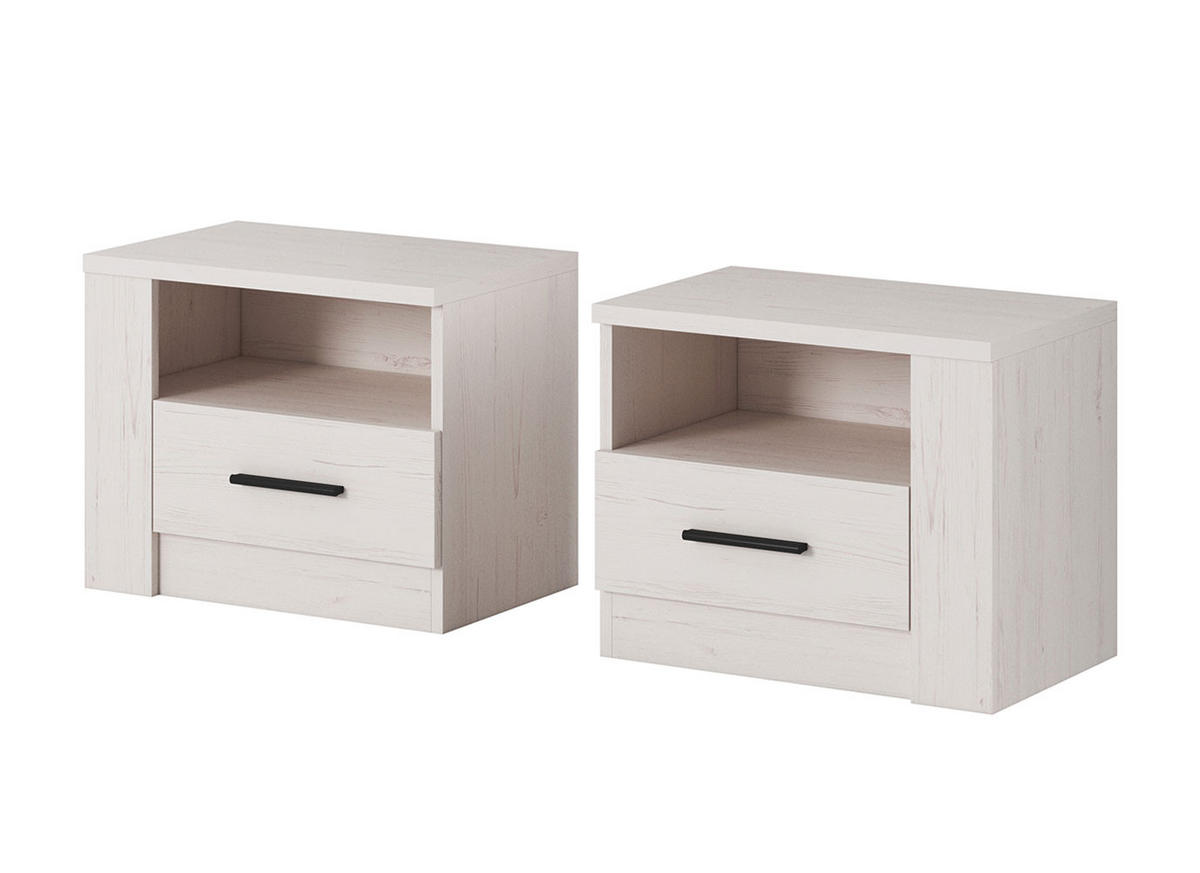 NACHTKONSOLE 2ER SET Anders Andersen Kiefer je 50 / 35 / 41,5cm - Schwarz/Kieferfarben, Holz/Holzwerkstoff (50/41.5/35cm) - Feldmann-Wohnen