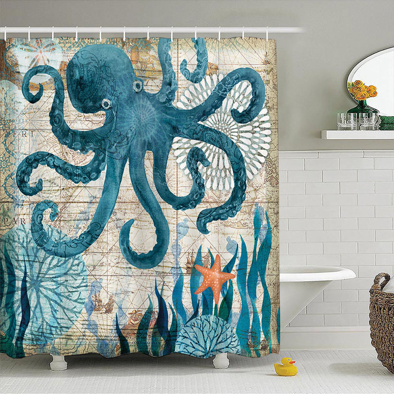 Mcboson Duschvorhang Blau 200x180 cm