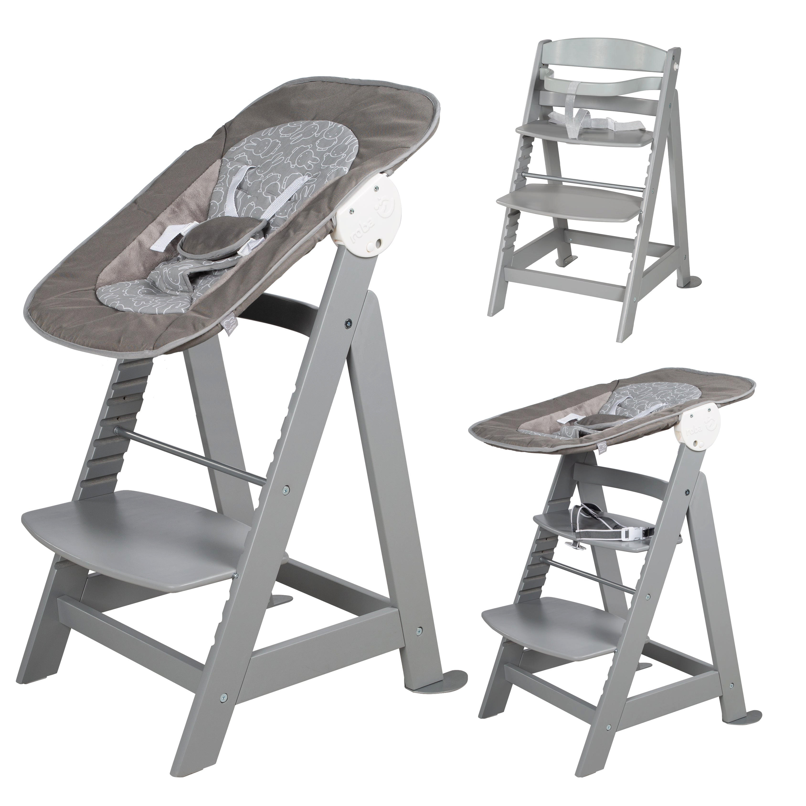 BABYHOCHSTUHL Born Up mit Neugeborenenaufsatz Taupe - Taupe, Holzwerkstoff/Textil (46/94/66.5cm) - Roba