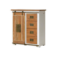 KOMMODE Mango 90x45x100 weiß lackiert RAILWAY #503 - Weiß, Holz (90/100/45cm) - Massivmoebel24