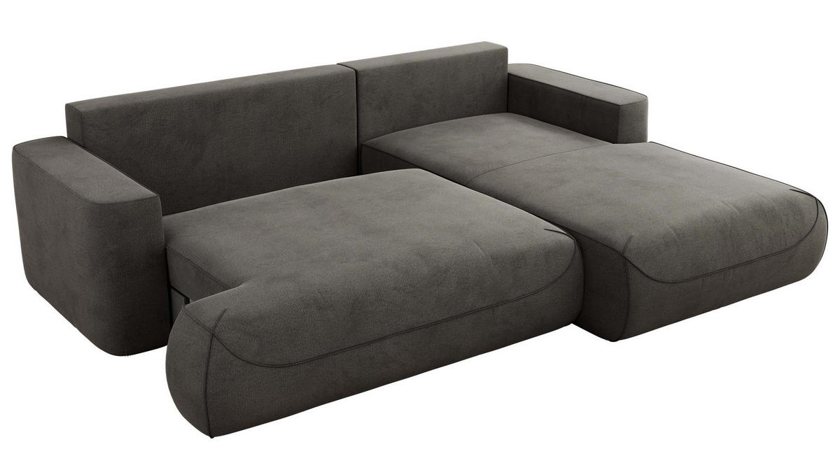ECKSOFA OVO L Dunkelgrau Velvet - Rechts Seite - Dunkelgrau/Schwarz, Kunststoff/Textil (195/271cm) - MKS