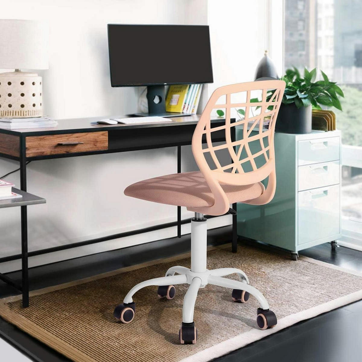 BÜROSTUHL höhenverstellbar Stoff Hellrosa - Rosa, Kunststoff (45.5/75/31.5cm)