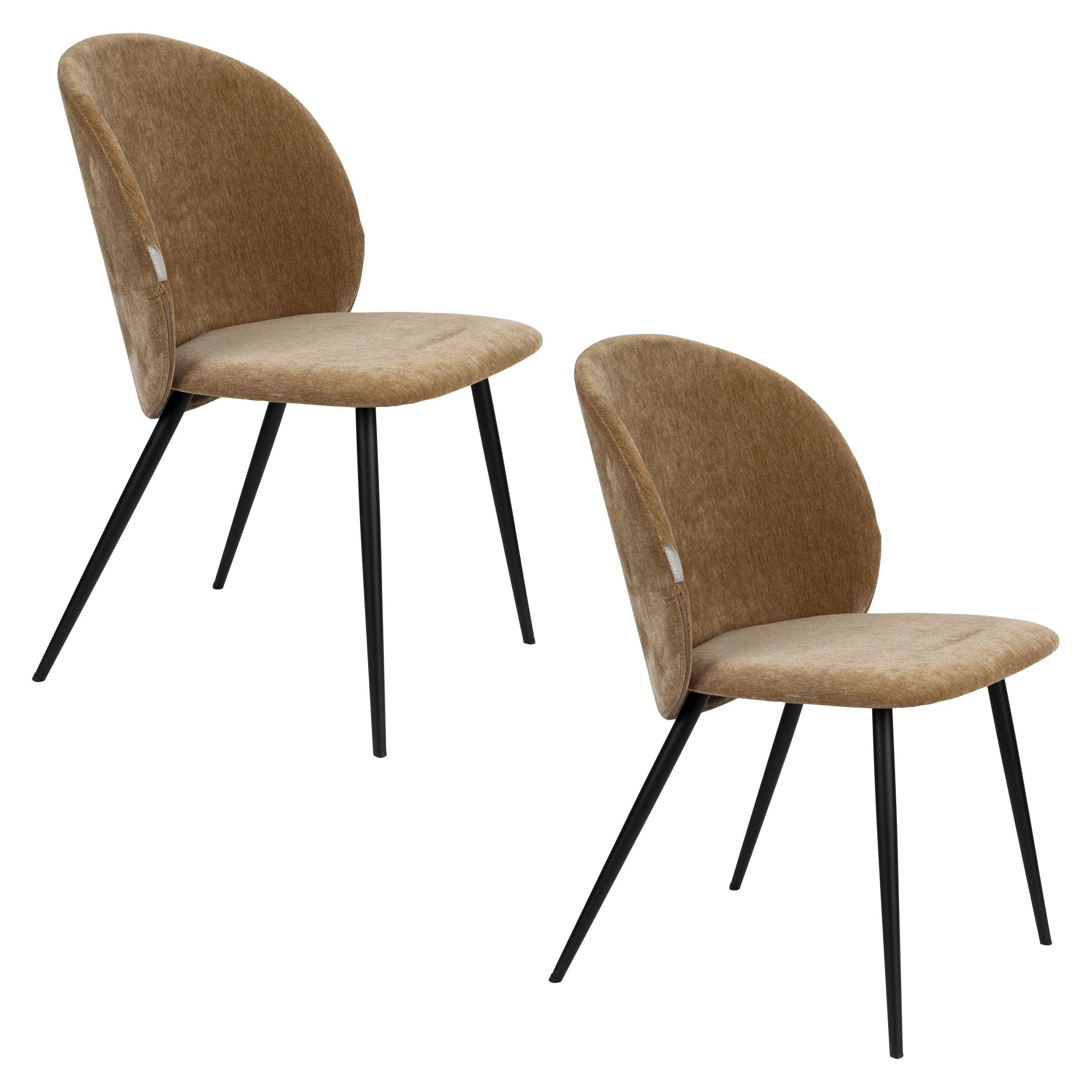 ESSZIMMERSTUHL Cozy Gelb - 2 er Set - Beige/Gelb, Holzwerkstoff (53/82/57cm) - Zuiver