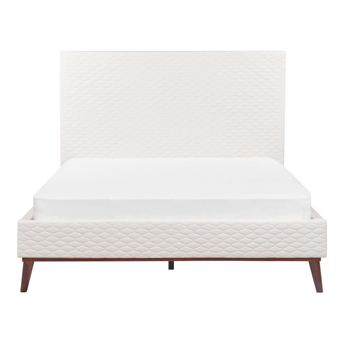POLSTERBETT mit Lattenrost 140x200 cm Weiß Bayonne - Creme, Textil (140/200cm) - Beliani