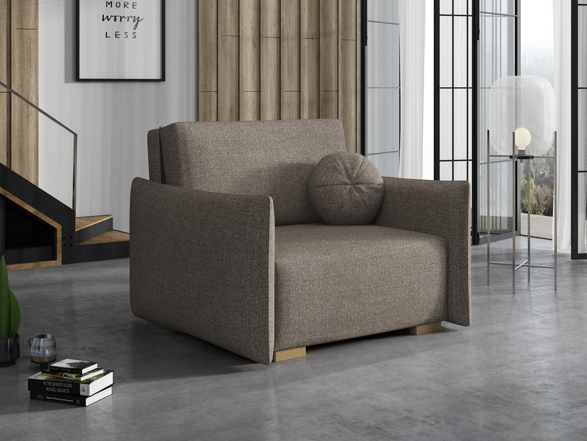 SCHLAFSOFA Viva Glov I - Hellbraun/Naturfarben, Holz/Textil (104/85/98cm) - MIRJAN24