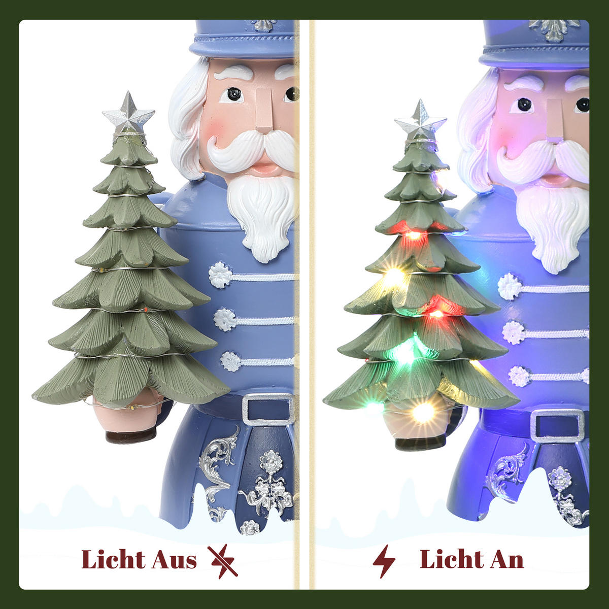 NUSSKNACKER Figur mit LED | B18.5 x T19 x H55 cm - Blau, Kunststoff (18.5/55/18.5cm) - 24Bottles