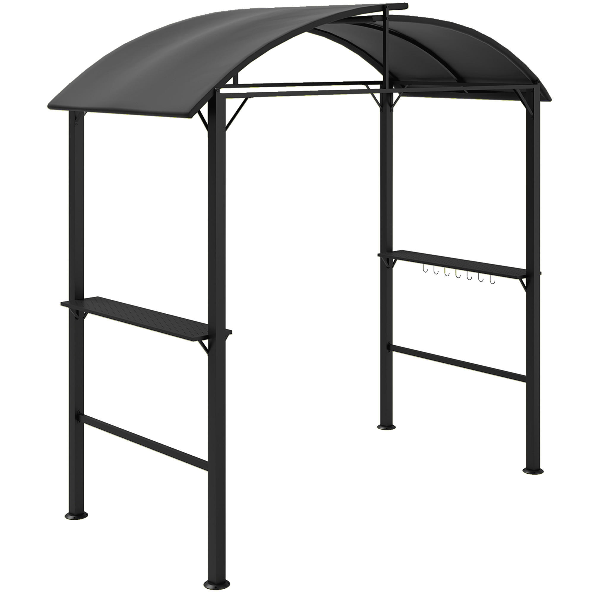 GRILLPAVILLON mit Doppeldach 233 x 110 x 235 cm - Dunkelgrau, Metall (110/235/233cm) - Outsunny