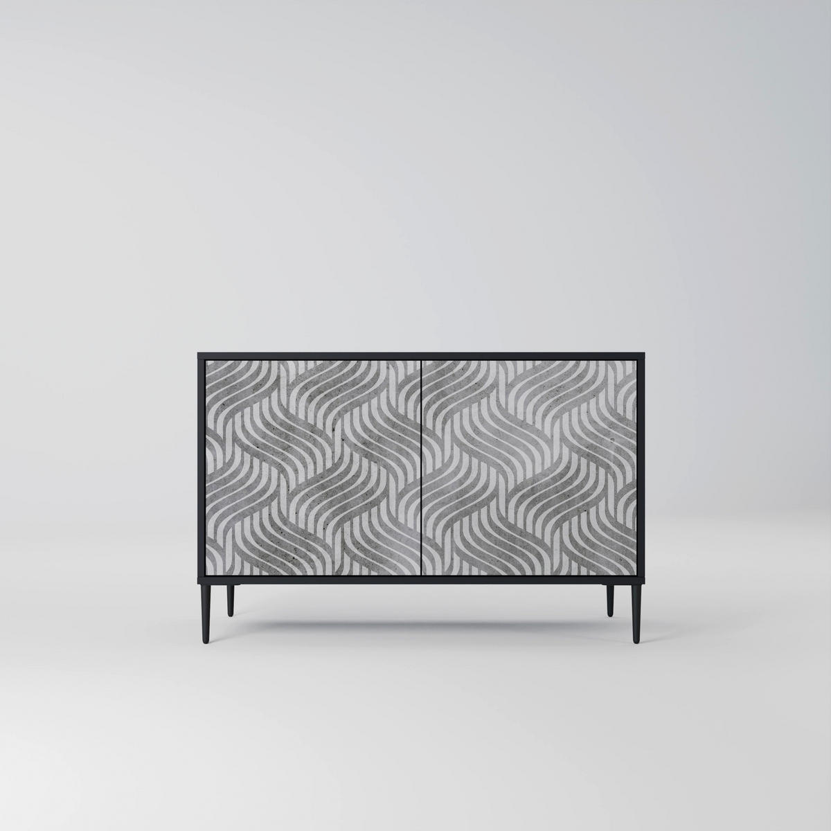 SIDEBOARD CONCRETE MOVEMENT, Eicheneffekt, 111x42x77,5 cm, 2 Türen - Eichefarben/Buchefarben, Holzwerkstoff/Buchenholz (111/77.5/42cm) - SpaceRebels