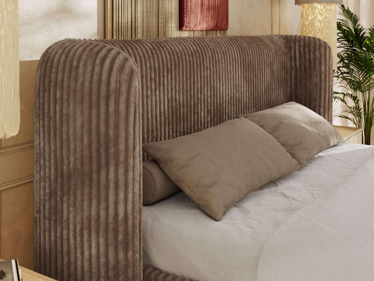 POLSTERBETT EMORA CLASSIC 180/200 - Braun Cord - Pocket-Matratze - Braun, Textil (180/200cm) - MKS