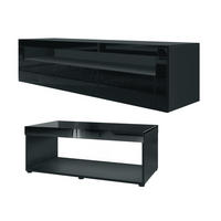 WOHNZIMMERSET Berlin Schwarz Hochglanz - Schwarz Hochglanz, Holzwerkstoff (155/46/40cm) - Vladon