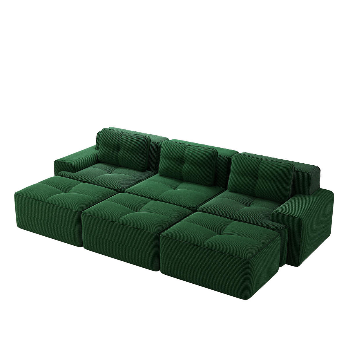 SOFA modular mit Schlaffunktion 74 cm Tiefsitz Cord Green - Grün, Kunststoff (177/69/293cm) - Meubliv
