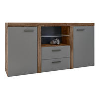 SIDEBOARD Spacoro 2F2S Lefkas, Graphit 156,4/82/40,3 cm – Schubladenschrank Kommode - Braun/Grau, Holzwerkstoff/Kunststoff (156/82/40cm) - AX Living