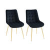 POLSTERSTUHL 2er-Set - Samt & goldfarbenes Metall - Schwarz - OLLUA - Schwarz, Textil (60/87/49.5cm) - Vente-Unique