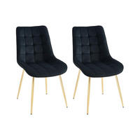 POLSTERSTUHL 2er-Set - Samt & goldfarbenes Metall - Schwarz - OLLUA - Schwarz, Textil (60/87/49.5cm) - Vente-Unique