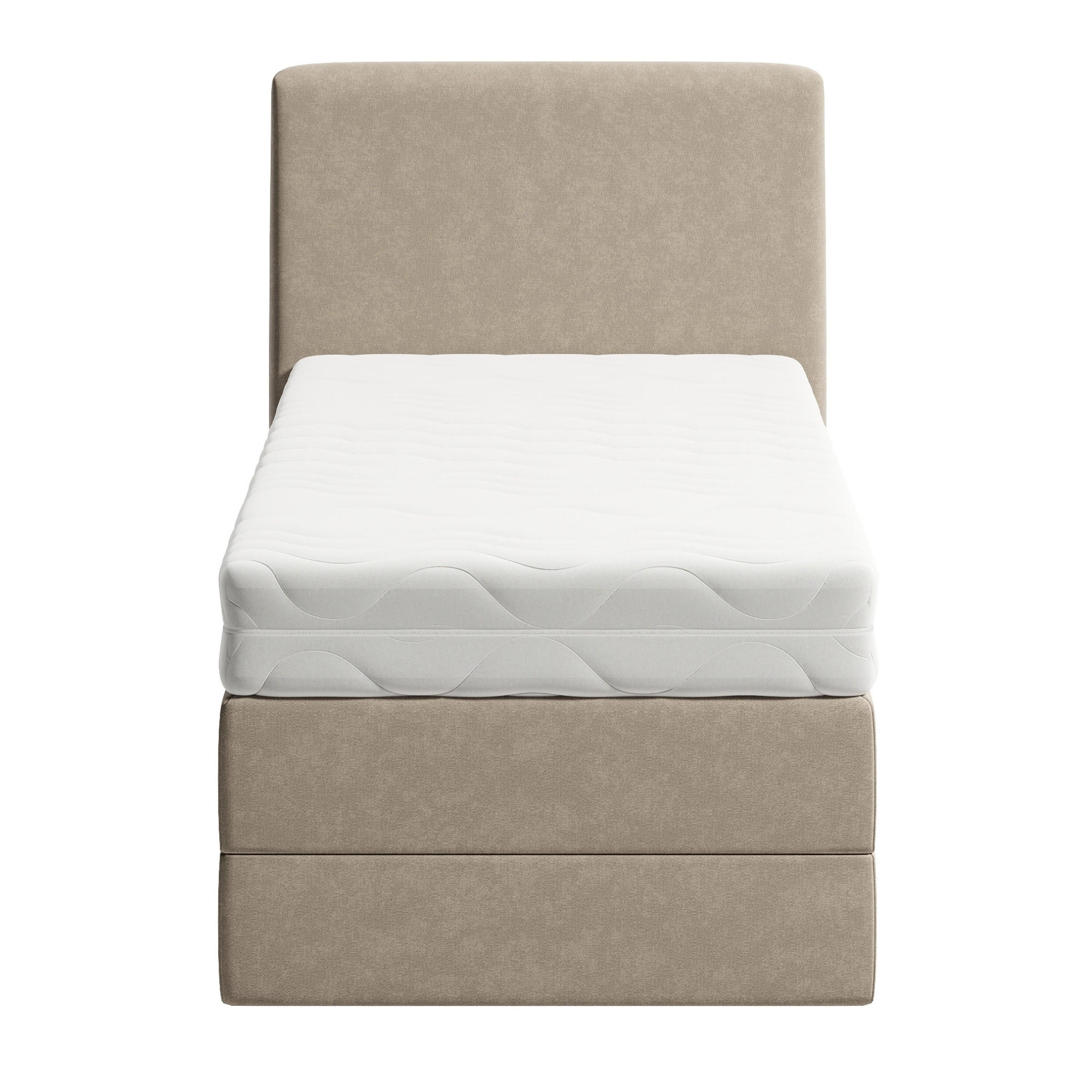 BOXSPRINGBETT mit Bonnell Matratze, mit Kopfteil, 90 x 200 cm, in Beige - Beige, Naturmaterialien (90/200cm) - Home Collective