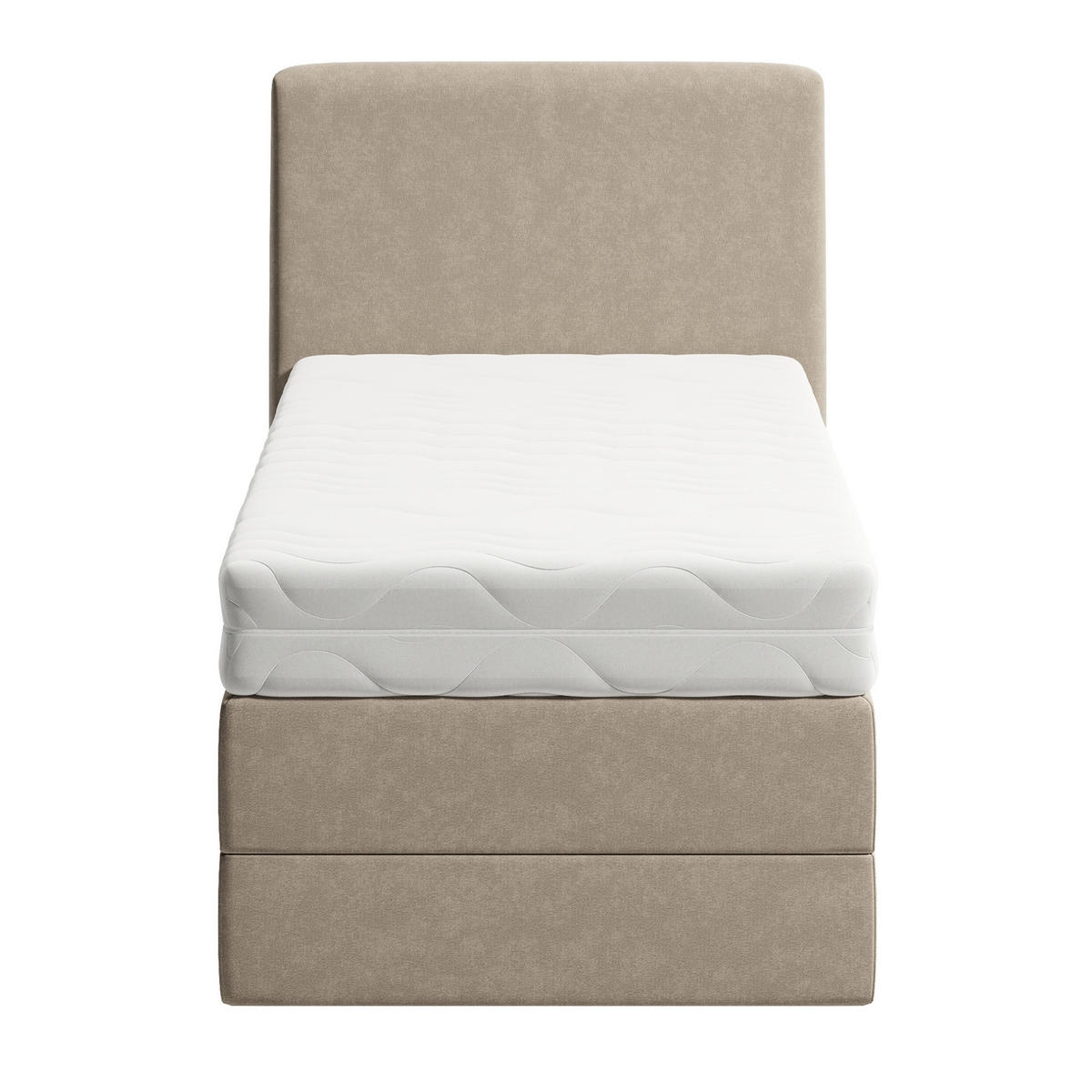 BOXSPRINGBETT mit Kaltschaummatratze, mit Kopfteil, 90 x 200 cm, in Beige - Beige, Naturmaterialen (90/200cm) - Home Collective