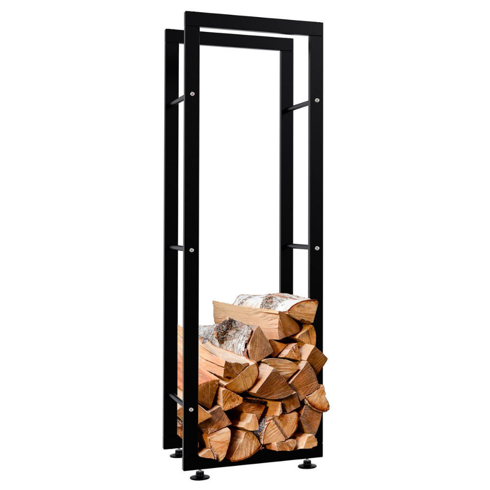 Deluke Kaminholzregal Schwarz 40x125x25 cm
