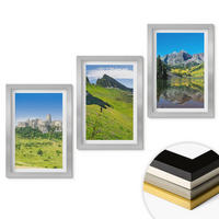 WANDBILDER 3er Set - 20x30 cm Silberner Rahmen - Grüne Hügel mit einer Burg - Silberfarben, Kunststoff (20/30cm) - ArtPrintCave