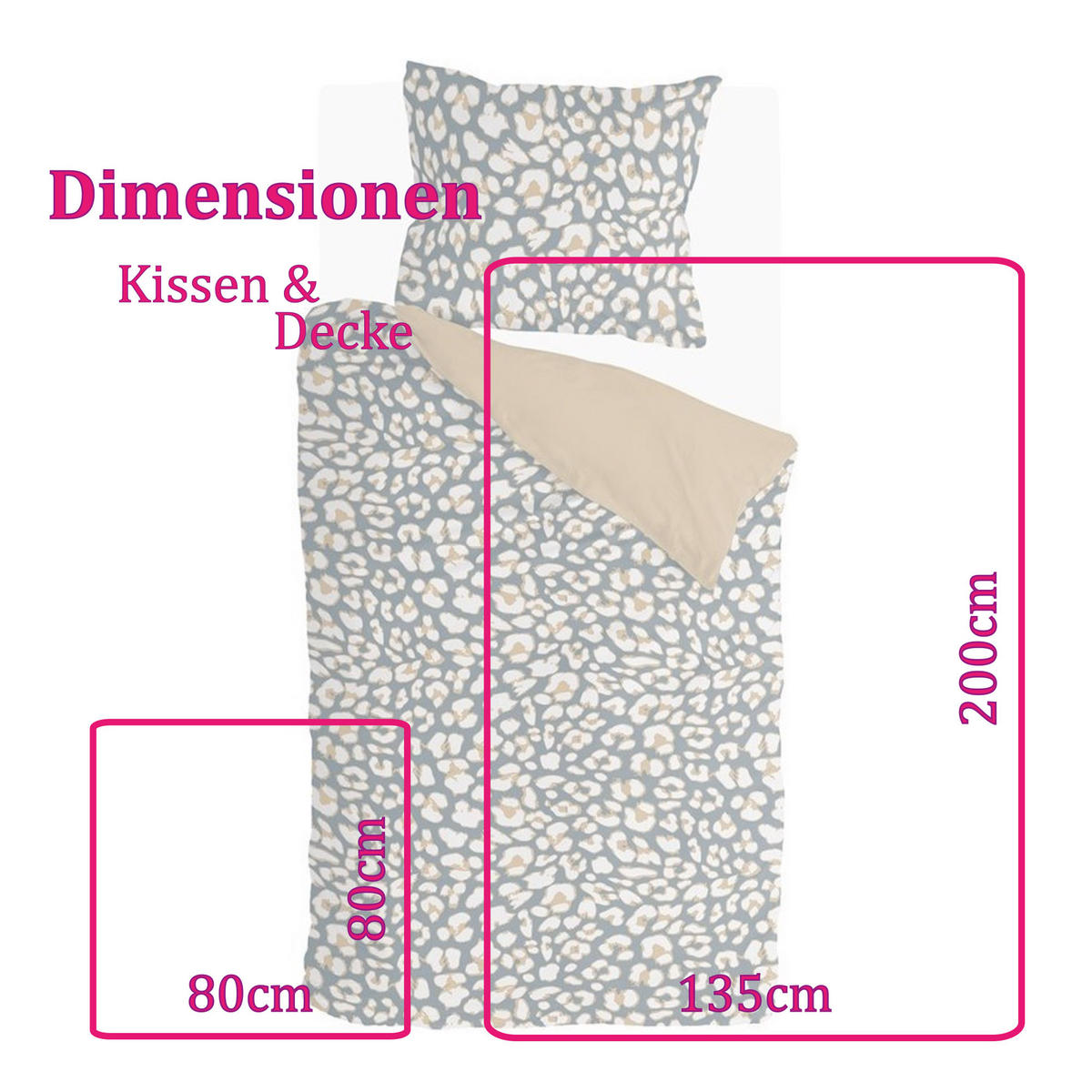 BETTWÄSCHE Byrklund 2-teilig 135x200/80x80cm Lazy Leopard - Beige, Naturmaterialien (135/200cm)