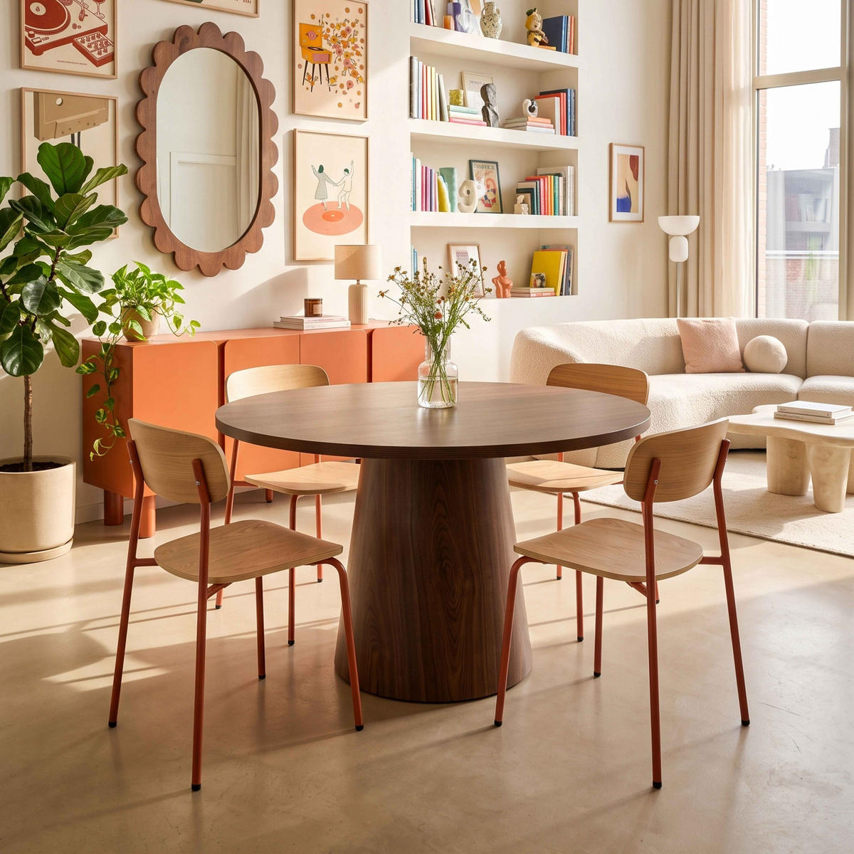 ESSTISCH, dunkles Holzeffekt - Braun, Holz (120/120/75cm) - Oviala
