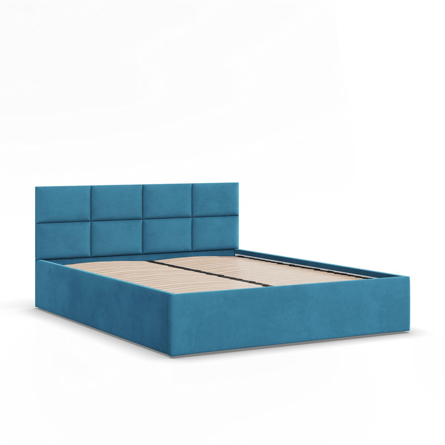 POLSTERBETT MIT KOPFTEIL 140x200 ohne Bettkasten BORGO, Blau - Blau, Textil (140/200cm) - Mebligo