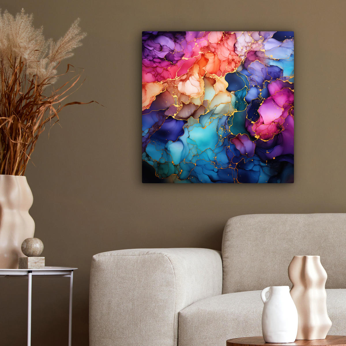 LEINWANDBILD Marmor - Bunt - Abstrakt 50x50 cm - Multicolor, Textil (50/50cm) - MuchoWow