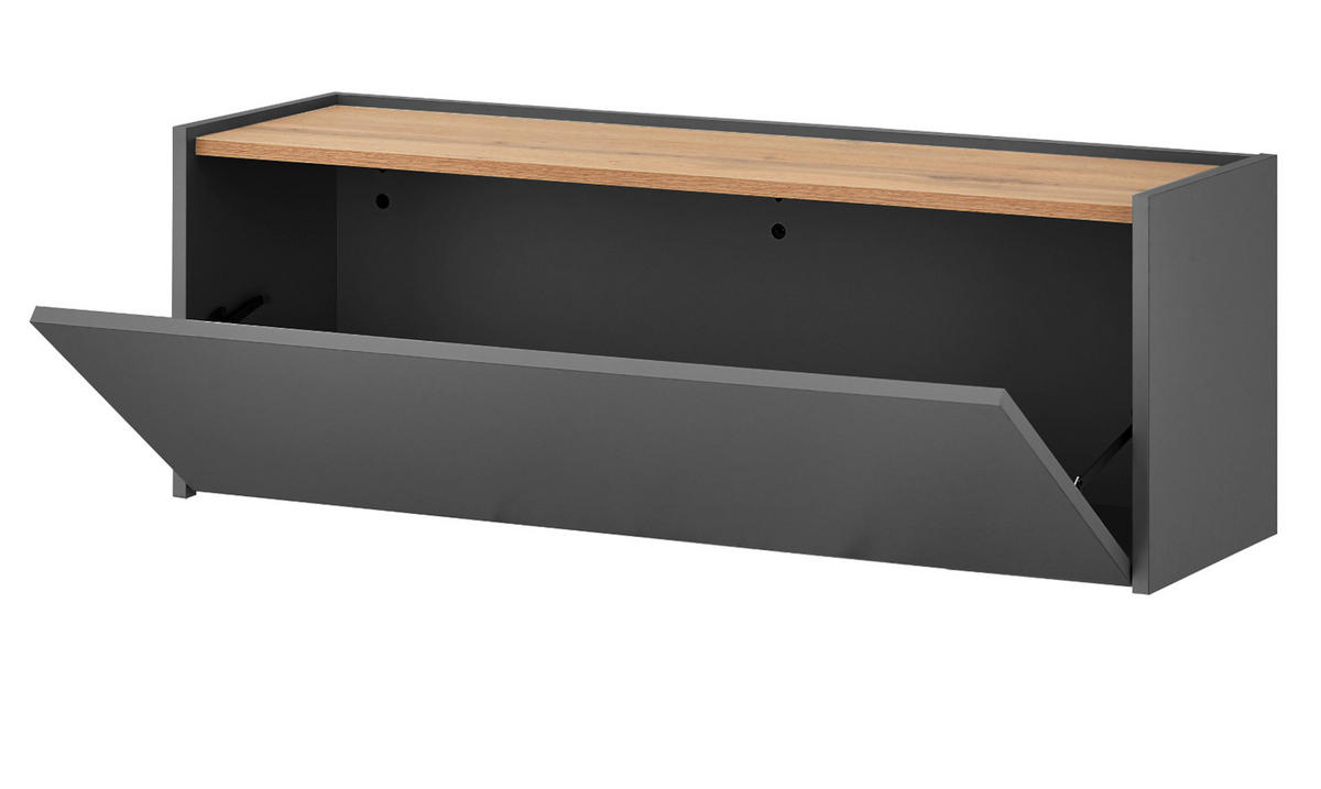 HÄNGESCHRANK grau matt, Eiche Wotan 100 cm, Schuhschrank hängend - Eiche Wotan/Grau, Holzwerkstoff/Metall (100/35/30cm) - Furn.Design