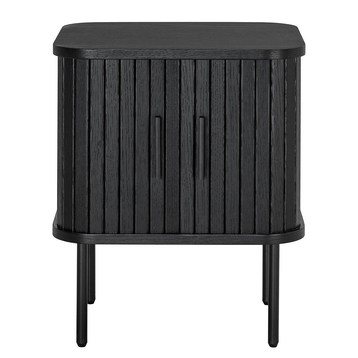 NACHTKOMMODE - MDF / Metall - Eiche - Eichefarben/Schwarz, Holzwerkstoff/Metall (45/55/40cm) - home24